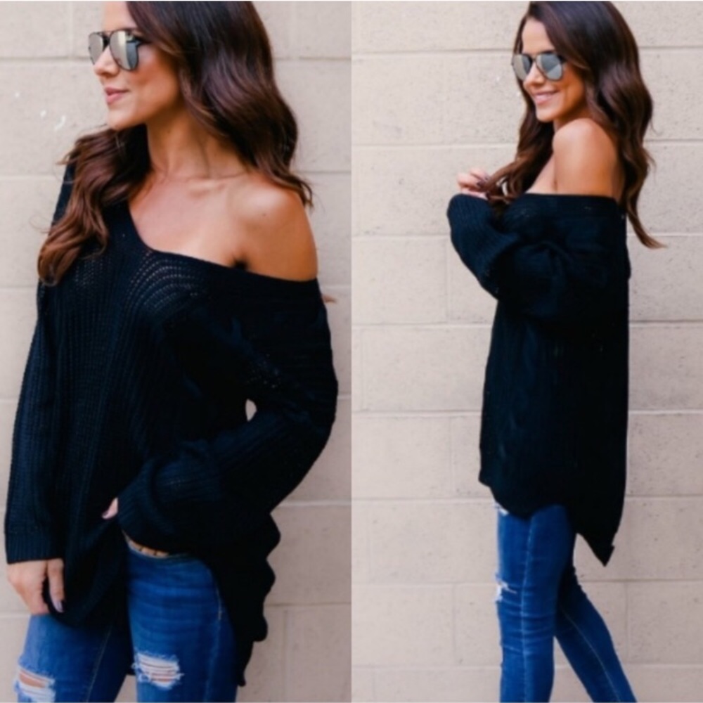 Last 1 New Cable Knit Cross Back Sweater M/L - Picture 5 of 8